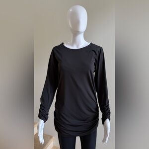 NWOT PLANET By Lauren G Matte Jersey Long Sleeve Ruche Top Shirt, Sz 2/US 10-14